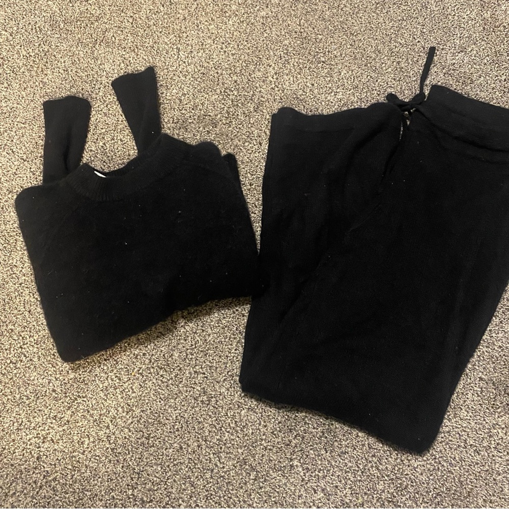 The Group Babaton luxe cashmere crew neck sweater and wide leg pants